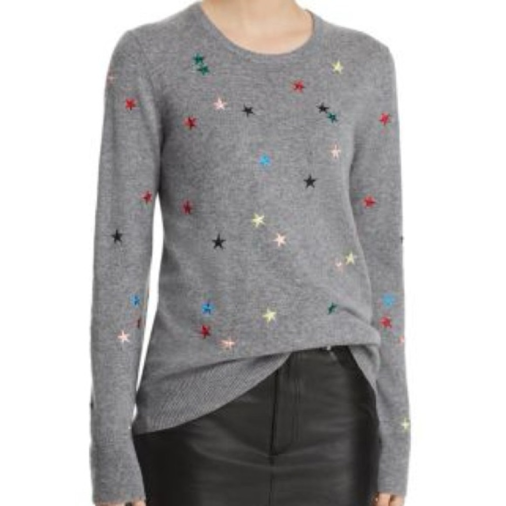 Equipment Gray cashmere Sweater with Colorful Stars